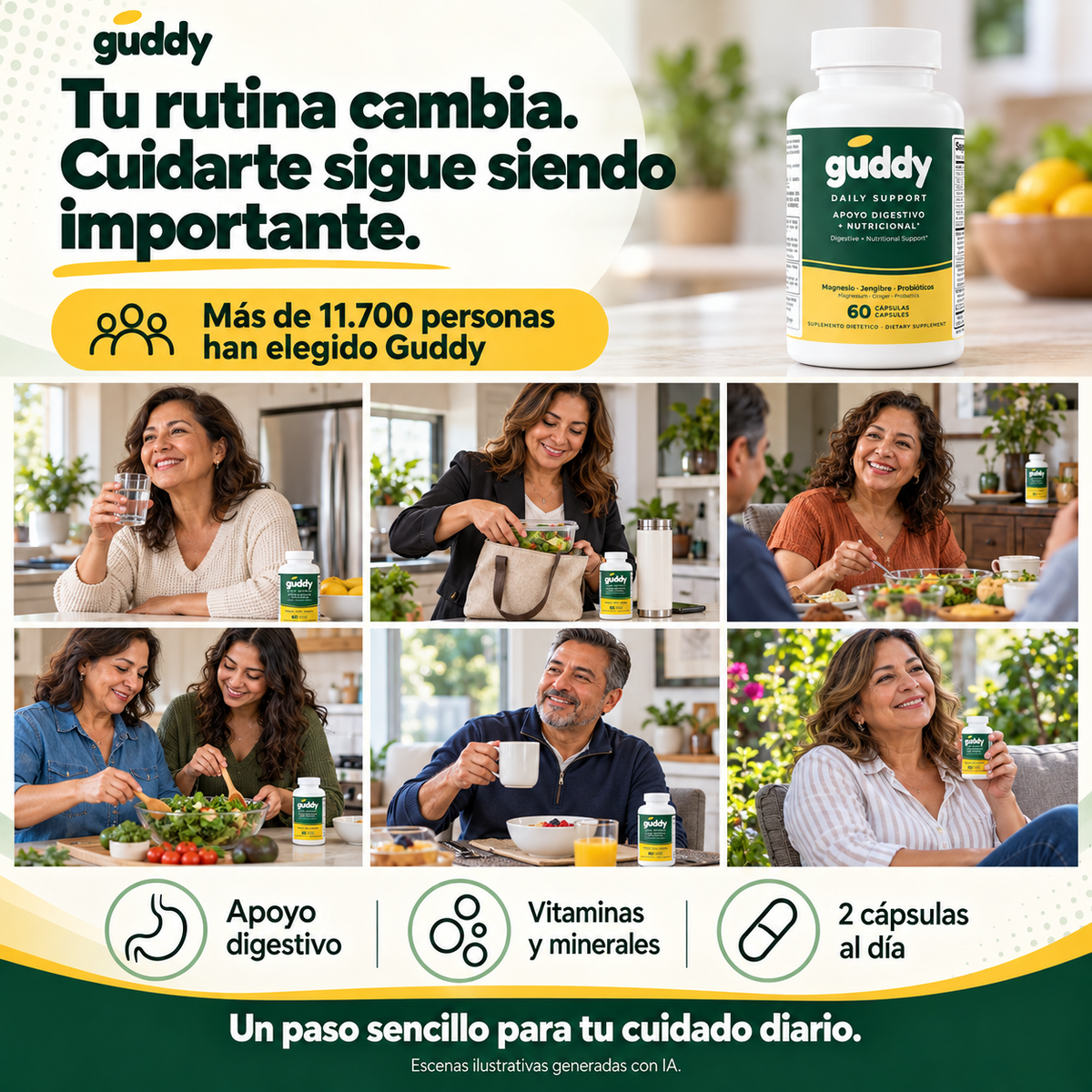 Guddy · Apoyo digestivo + nutricional · 60 cápsulas
