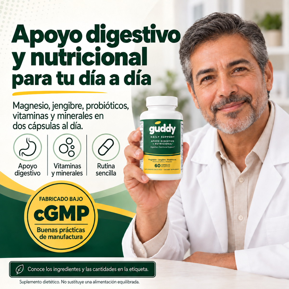 Guddy · Apoyo digestivo + nutricional · 60 cápsulas