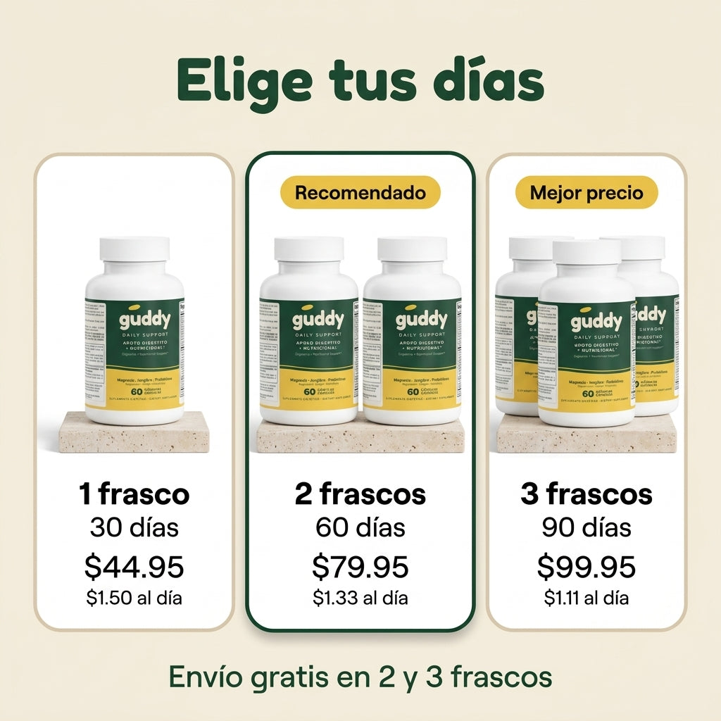 Elige tus días: 1, 2 o 3 frascos con precio por día